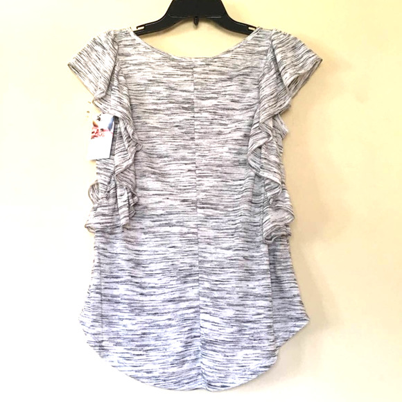 Elegantees Blaire Ruffle Sleeve Black Multi Tank S - Picture 4 of 9